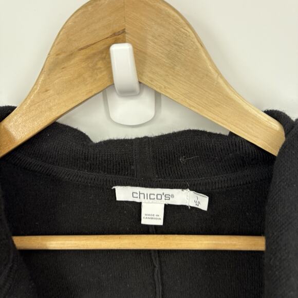 Chicos Sweater 1 Medium Faux Fur Quiet Luxury Soft Capsule Minimalist Hooded - Picture 6 of 8